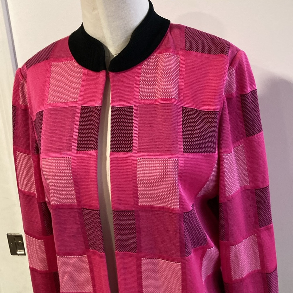Ming Wang pink black knit jacket M